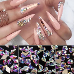 Cristales Forma Uñas Decoración Tornasol X50u